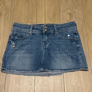 Y2K Kali Blue Denim Mini Skirt with Sparkle Rhinestone Accents